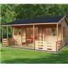18 x 20 Log Cabin - Double Doors - Windows - 44mm Wall Thickness