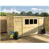14 x 4 Reverse Pent Garden Shed - 12mm Tongue and Groove Walls - Pressure Treated - Single Door - 3 Windows + Safety Toughened Glass