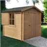 INSTALLED - 2.4m x 2.4m Premier Apex Log Cabin With Single Door and  Window Shutter + Free Floor & Felt (19mm)