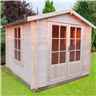 INSTALLED - 2m x 2m Premier Apex Log Cabin With Double Doors and Side Window + Free Floor & Felt (19mm) 