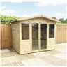7 x 9 Pressure Treated Apex Garden Summerhouse - 12mm Tongue and Groove - Overhang - Higher Eaves and Ridge Height - Toughened Safety Glass - Euro Lock with Key + SUPER STRENGTH FRAMING
