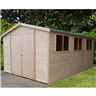 15 x 10 (4.48m x 2.99m) - Tongue and Groove Garden Workshop - Double Doors - 6 Windows - 12mm Wall Thickness