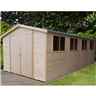 20 x 10 Tongue and Groove Garden Workshop - Double Doors - 8 Windows - 12mm Wall Thickness