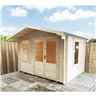3.3m x 2.4m Premier Log Cabin With Half Glazed Double Doors and Single Window Front + Free Extra Side Window and Floor & Felt (19mm)