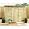 7 x 6 Pent Garden Shed - 12mm Tongue and Groove Walls - Pressure Treated - Double Doors - Windowless 
