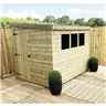 7 x 6 Reverse Pent Garden Shed - 12mm Tongue and Groove Walls - Pressure Treated - Single Side Door - 3 Windows + Safety Toughened Glass