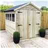 10 x 6 Premier Apex Garden Shed - 12mm Tongue and Groove - Pressure Treated - 4 Windows - Double Doors + Safety Toughened Glass - 12mm Tongue and Groove Walls, Floor and Roof