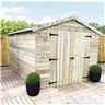 10 x 8 Apex Garden Shed - 12mm Tongue and Groove Walls - Pressure Treated - Windowless - 12mm Tongue and Groove Walls, Floor and Roof