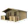 4m x 4m (13 x 13) Log Cabin (2046) - Double Glazing (44mm Wall Thickness)