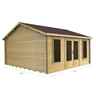 4.5m x 4.5m (15 x 15) Log Cabin (2077) -  Double Glazing (44mm Wall Thickness)
