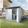 8 x 7 Large Premier Heavy Duty Metal Metallic Silver Shed With Double Doors (2.6m x 2.2m)