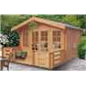 14 x 14 Log Cabin - Double Doors - 2 Windows - 28mm Wall Thickness 