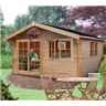 12 x 10 Apex Log Cabin - Double Doors - 2 Windows - 28mm Wall Thickness