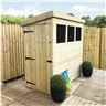 9 x 3 Pent Garden Shed - 12mm Tongue and Groove Walls - Pressure Treated - Single Door - 3 Windows + Safety Toughened Glass
