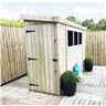 12 x 3 Reverse Pent Garden Shed - 12mm Tongue and Groove Walls - Pressure Treated - Single Door - 3 Windows + Safety Toughened Glass