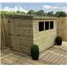 6 x 5 Reverse Pent Garden Shed - 12mm Tongue and Groove Walls - Pressure Treated - Single Door - 3 Windows + Safety Toughened Glass