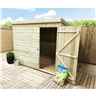 8 x 3 Pent Garden Shed - 12mm Tongue and Groove Walls - Pressure Treated - Single Door - Windowless 