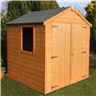 INSTALLED 6 x 6 Tongue and Groove Apex Wooden Garden Shed / Workshop - Double Doors - 1 Window - 12mm Wall Thickness