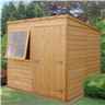INSTALLED 7 x 7 Tongue and Groove Pent Garden Wooden Shed / Workshop - Single Door - 1 Window - 12mm Wall Thickness