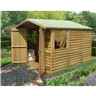 10 x 7 (2.97m x 2.04m) - PRESSURE TREATED Overlap - Apex Wooden Garden Shed - 2 Opening Windows - Double Doors