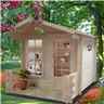 INSTALLED - 2m x 2m Premier Log Cabin With Fully Glazed Single Door and Single Window + Free Floor & Felt (19mm)