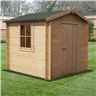 INSTALLED - 2m x 2m Premier Apex Log Cabin With Single Door and Opening Window + Free Floor & Felt (19mm) 