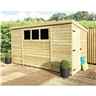 12 x 5 Pent Garden Shed - 12mm Tongue and Groove Walls - Pressure Treated - Single Door - 3 Windows + Safety Toughened Glass