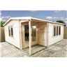 4m x 5.7m Premier Home Office Apex Log Cabin (Single Glazing) - Free Floor & (34mm)