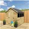 12 x 6  Super Saver Apex Shed - 12mm Tongue and Groove Walls - Pressure Treated - Low Eaves - Single Door - 4 Windows + Safety Toughened Glass