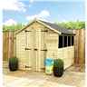 10 x 6  Super Saver Apex Shed - 12mm Tongue and Groove Walls - Pressure Treated - Low Eaves - Double Doors - 3 Windows + Safety Toughened Glass