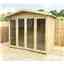 8 x 6 Pressure Treated Apex Garden Summerhouse - LONG WINDOWS - 12mm T&G - Overhang - Higher Eaves and Ridge Height - Toughened Safety Glass - Euro Lock with Key + SUPER STRENGTH FRAMING