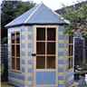 6 x 7 (1.87m x 2.16m) - Premier Pressure Treated Hexagonal Wooden Summerhouse - Single Door - 12mm T&G Walls & Floor