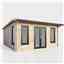 4.8m x 4.2m (16ft x 14ft) Premium 44mm Apex Log Cabin - uPVC Double Doors and Windows - EPDM Rubber Roof Covering - CENTRAL DOOR