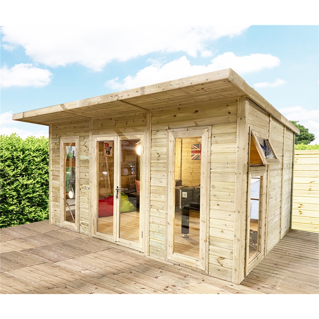  5m x 4m (16ft x 13ft) Insulated 64mm Pressure Treated Garden Office + Free Installation