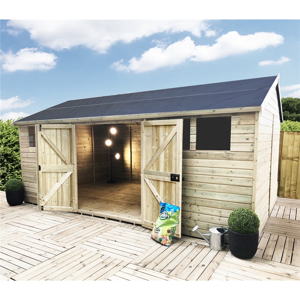 20 x 10 FULLY INSULATED Reverse Workshop - 64mm Walls, Floor and Roof -12mm (T&G) + 40mm Insulated EcoTherm + 12mm T&G)- Double Glazed Safety Toughened Windows (4mm-6mm-4mm) + EPDM Roof + FREE INSTALL