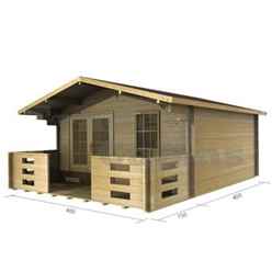 4m x 4m (13 x 13) Log Cabin (2046) - Double Glazing (34mm Wall Thickness)