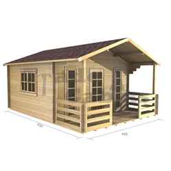 4m x 3m (13 x 10) Log Cabin (2057) - Double Glazing (34mm Wall Thickness)