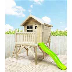 5 x 7 Jake Wooden Tower Platform Playhouse with Slide , Apex roof, Single Door and Window.	