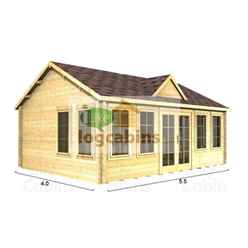 5.5m x 4.0m (18 x 13) Log Cabin (4997) - Double Glazing (44mm Wall Thickness)