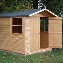 10 x 7  (2.97m x 2.05m) - Pressure Treated Tongue And Groove - Apex Garden Wooden Shed / Workshop - 2 Windows - Double Doors - 12mm Tongue and Groove Floor