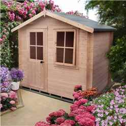 2.7m x 2.7m Premier Log Cabin With Half Glazed Single Door With Opening Window + Free Floor & Felt(19mm)