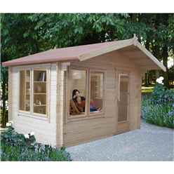 10 x 10 Log Cabin With Fully Glazed Single Door (2.99m x 2.99m) - Single Door - 4 Windows - 28mm Wall Thickness