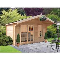 10 x 10 Log Cabin With Fully Glazed Double Doors (2.99m x 2.99m) - Double Door - 1 Window - 28mm Wall Thickness
