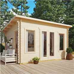 4.4m x 3.4m Sanctuary Pent Log Cabin - 28mm Wall Thickness (14 x 11)
