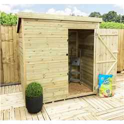 6 x 4 Pent Garden Shed - 12mm Tongue and Groove Walls - Pressure Treated - Single Door - Windowless 