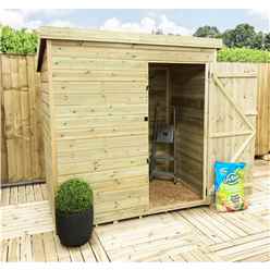 6 x 5 Pent Garden Shed - 12mm Tongue and Groove Walls - Pressure Treated - Single Door - Windowless 