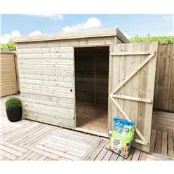 7 x 5 Pent Garden Shed - 12mm Tongue and Groove Walls - Pressure Treated - Single Door - Windowless 