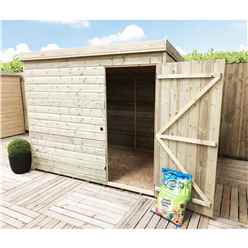 8 x 7 Pent Garden Shed - 12mm Tongue and Groove Walls - Pressure Treated - Single Door - Windowless 