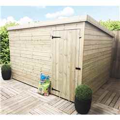 10 x 7 Pent Garden Shed - 12mm Tongue and Groove Walls - Pressure Treated - Single Door - Windowless 