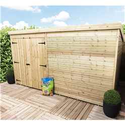 10 x 6 Pent Garden Shed - 12mm Tongue and Groove Walls - Pressure Treated - Double Doors - Windowless 